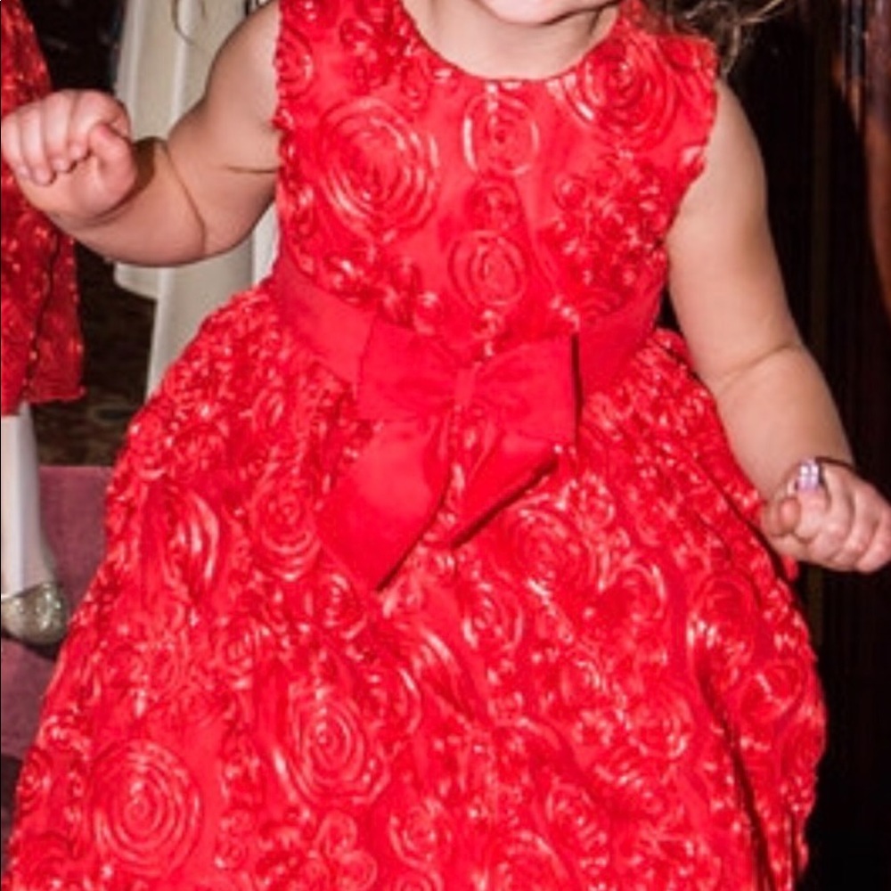 Girls Special Occasion Dress - Red - Sleeveless  - Size 4